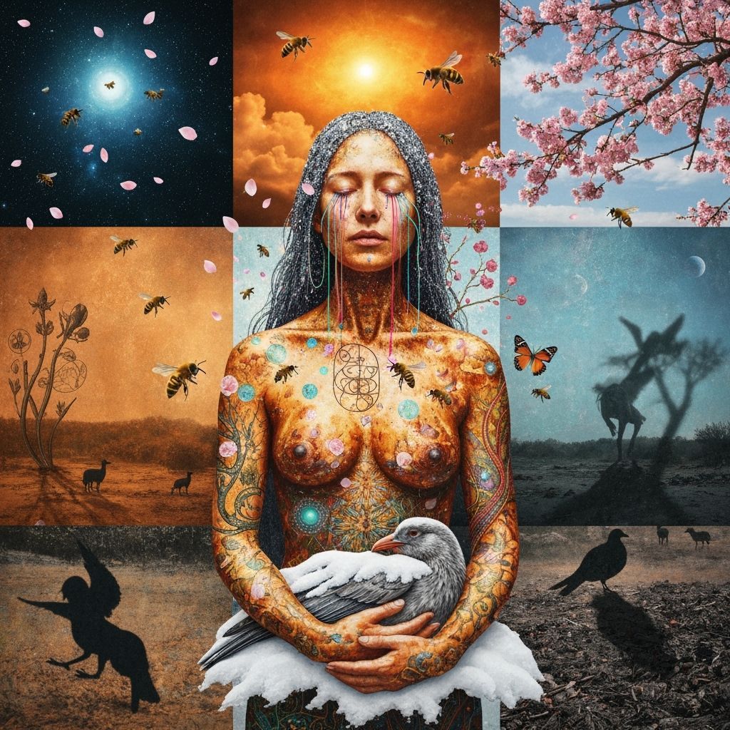 Bio Art Collage: Rebel Crying in Enchanted Forest Under Moon...