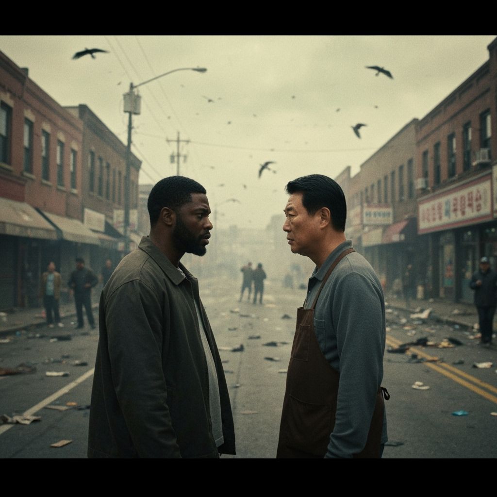 Tension in Urban Chaos: Cinematic Street Scene