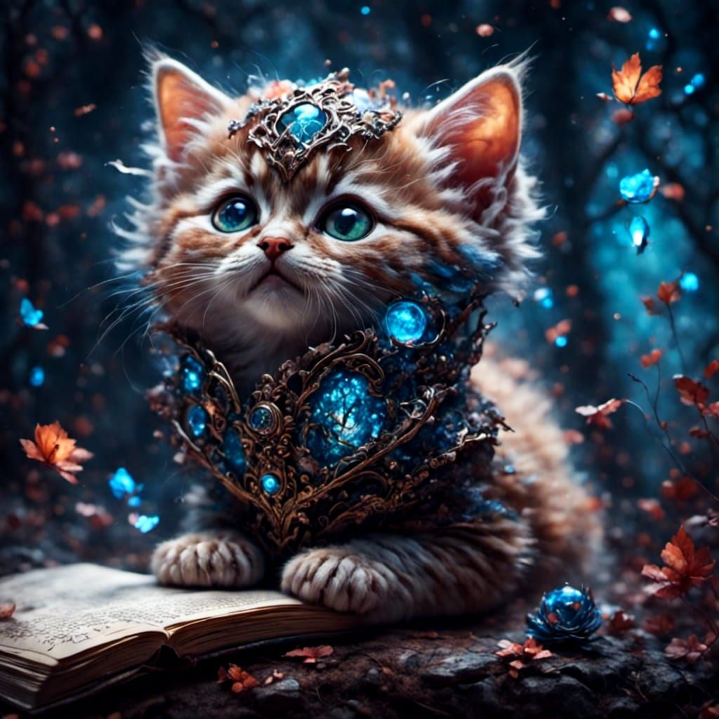 Hyperreal Kitten with Soft Textures and Night Sparkle