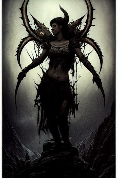 Eldritch Skyrim Scene with Fractal Hair in Digital Art