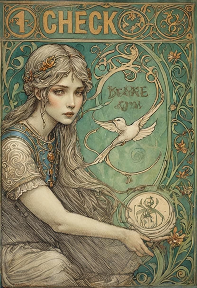 Fantasy Illustration in Art Nouveau Style