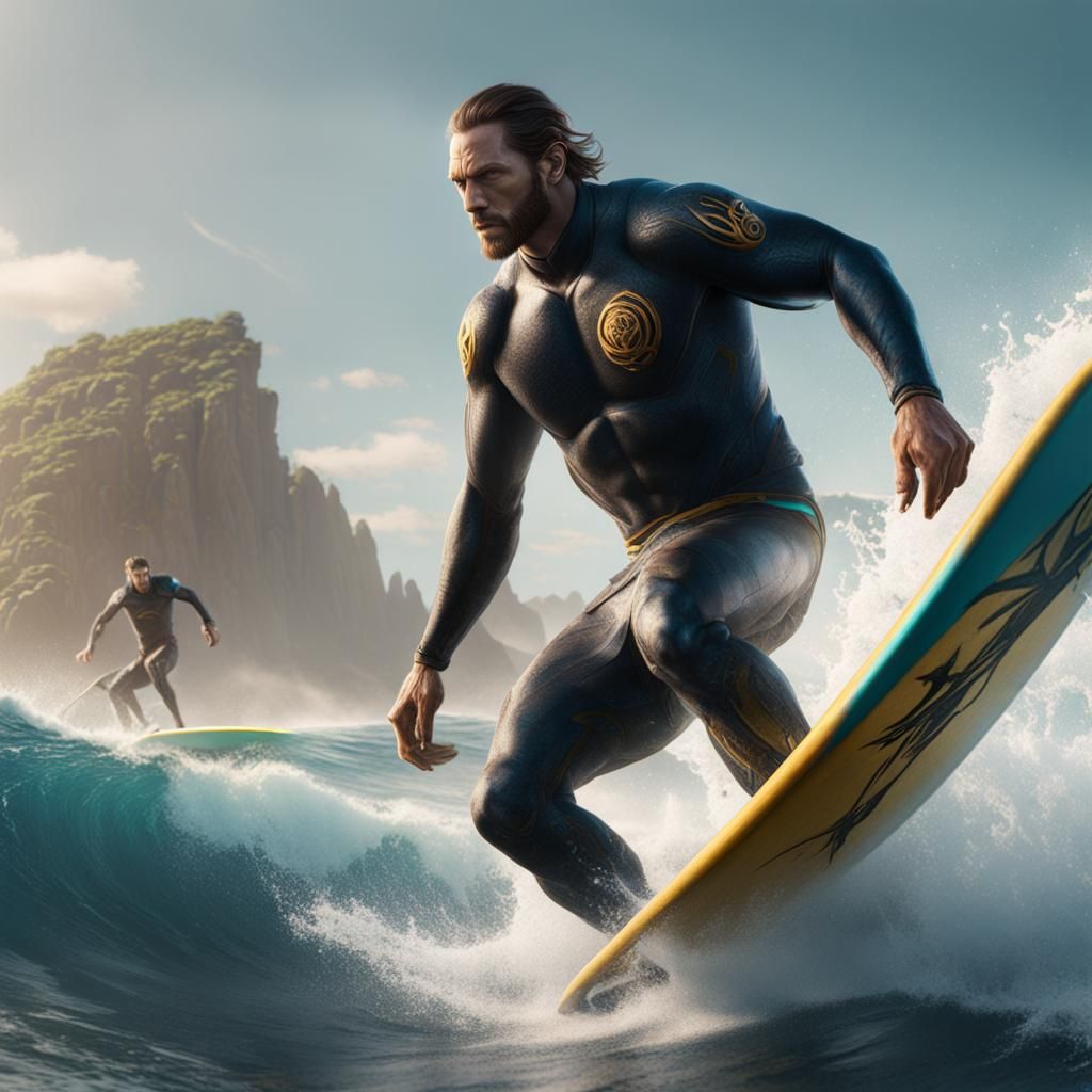 Surfer on a Wave: Detailed Matte Painting