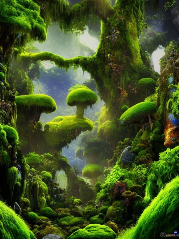 Pandora Planet Landscape with Bioluminescent Flora