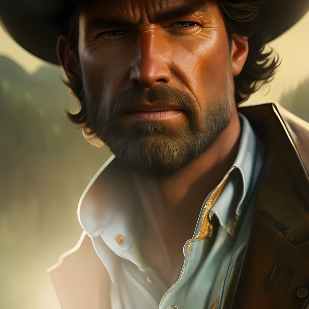 Cowboy Portrait in Ranch Setting: Hyperdetailed Digital Art