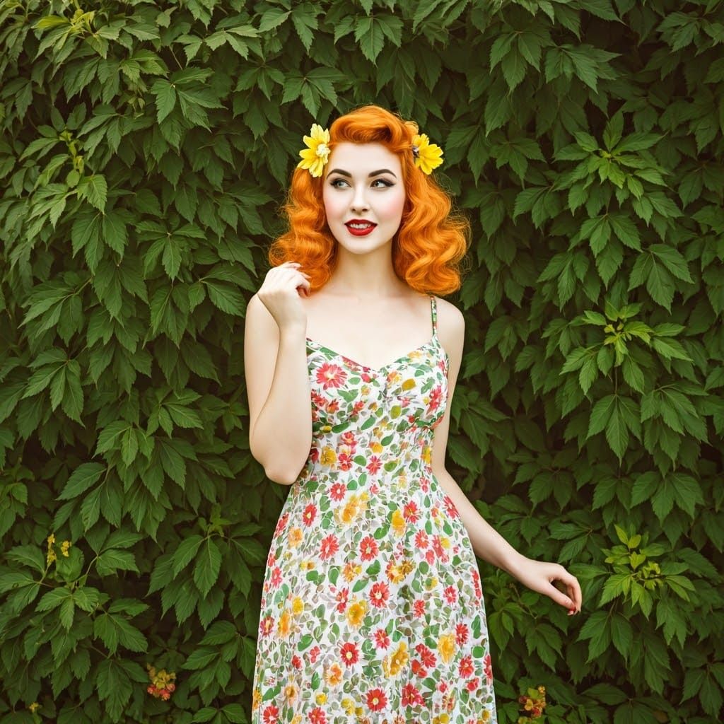 Glamorous Spring Goddess with Wildflower Prints