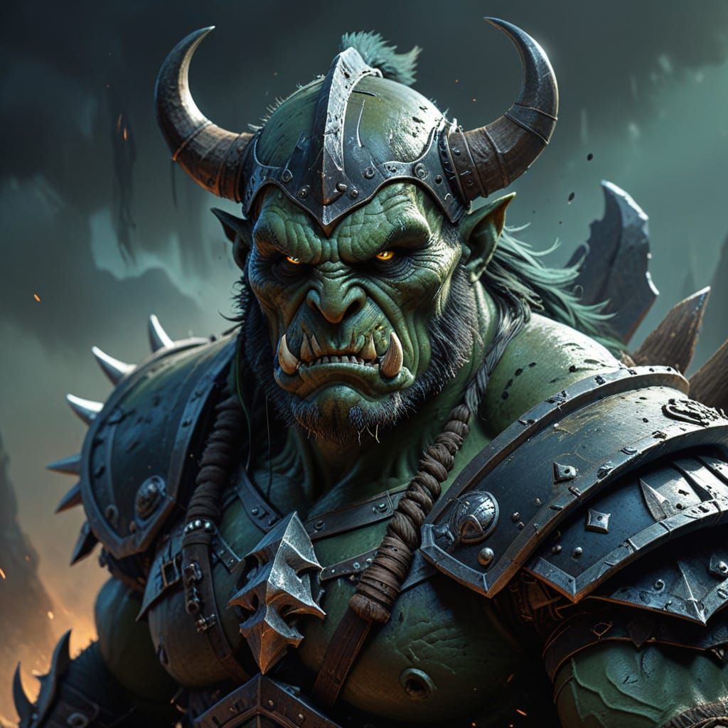Orcish Warrior in Dark Fantasy Armor