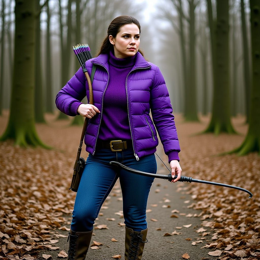 Archer in Forest with Bow and Arrow