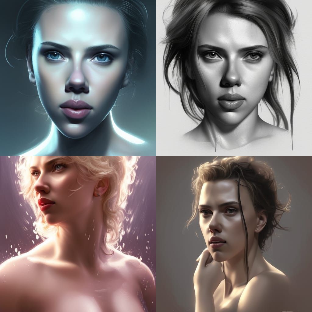 Scarlett Johansson Portrait in Hyperdetailed Splash Art
