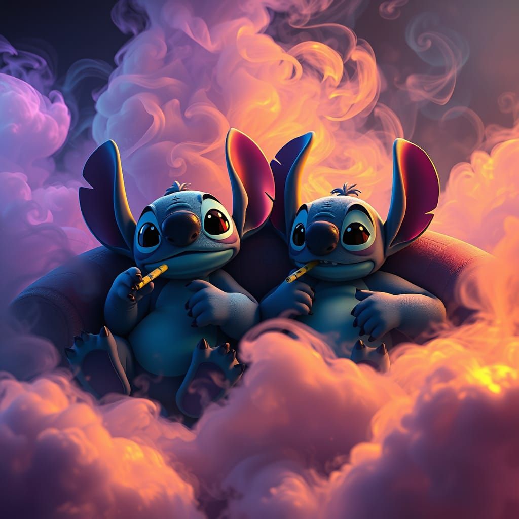Surreal Dreamscapes: Lovable Monsters in Ethereal Smoke