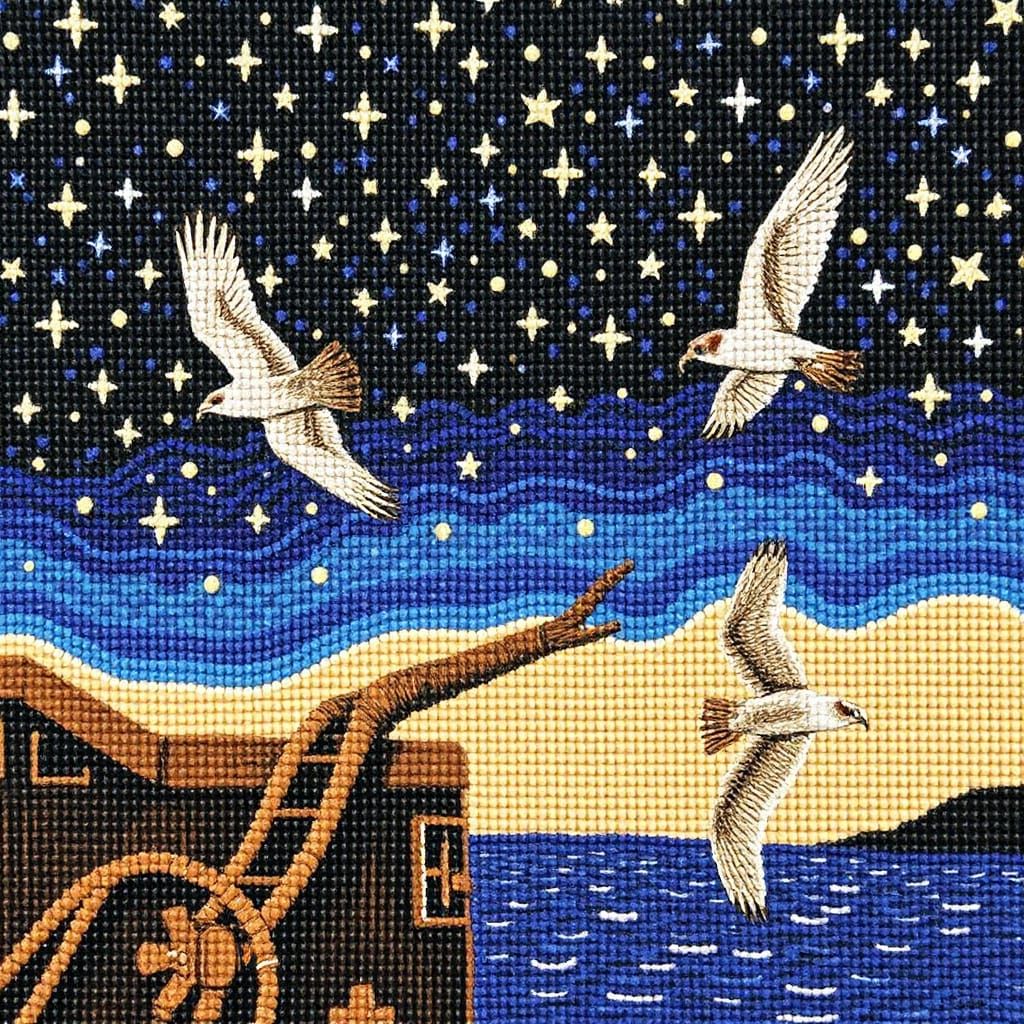 Beaded Nighthawks Painting