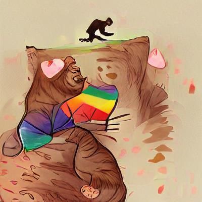 LGBT Cat and Bear Love Illustration