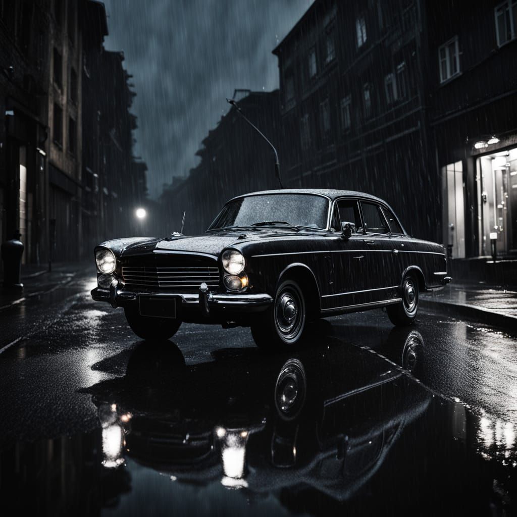 Tough Yakuza Leader Puffs on Cigarette Beside Sleek Black Lu...