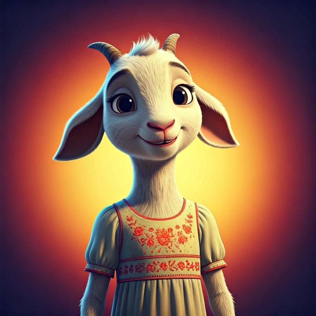 Helpful Goat Teenager in Pixar-Style Animation