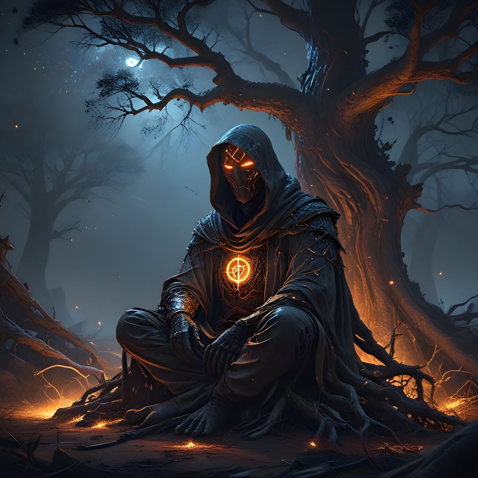 Cosmic Figure Under Starry Skies