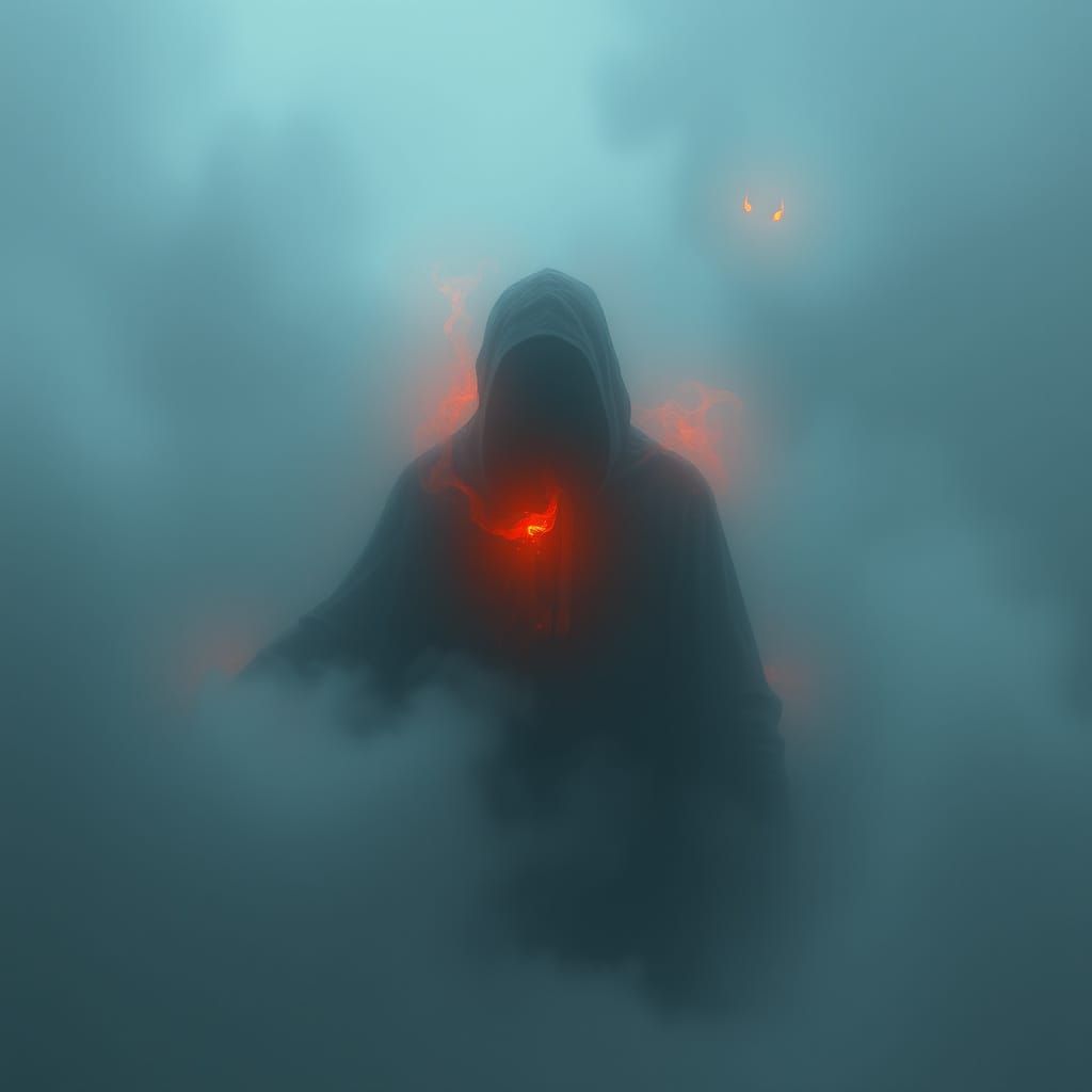 Eerie Figure in Glowing Mist: Digital Concept Art