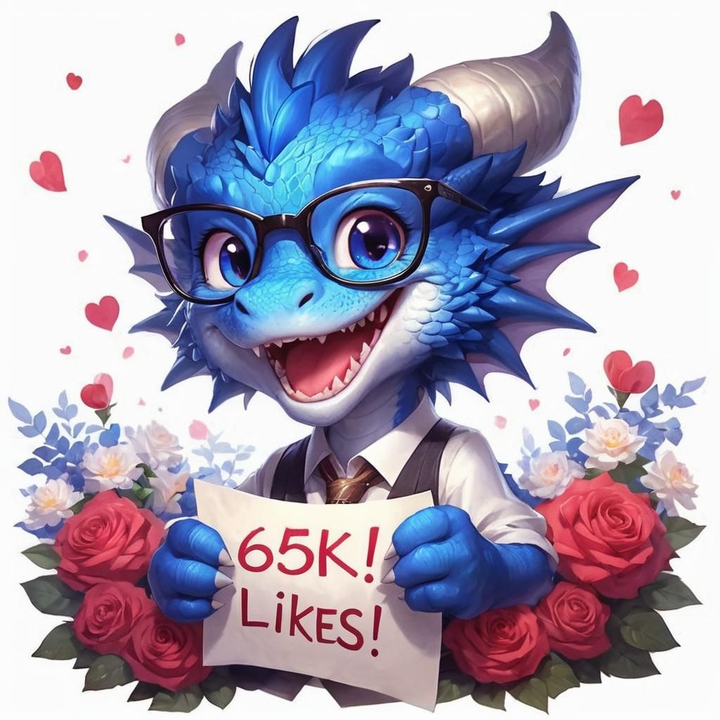 Adorable Blue Dragon Celebrates 65k Likes