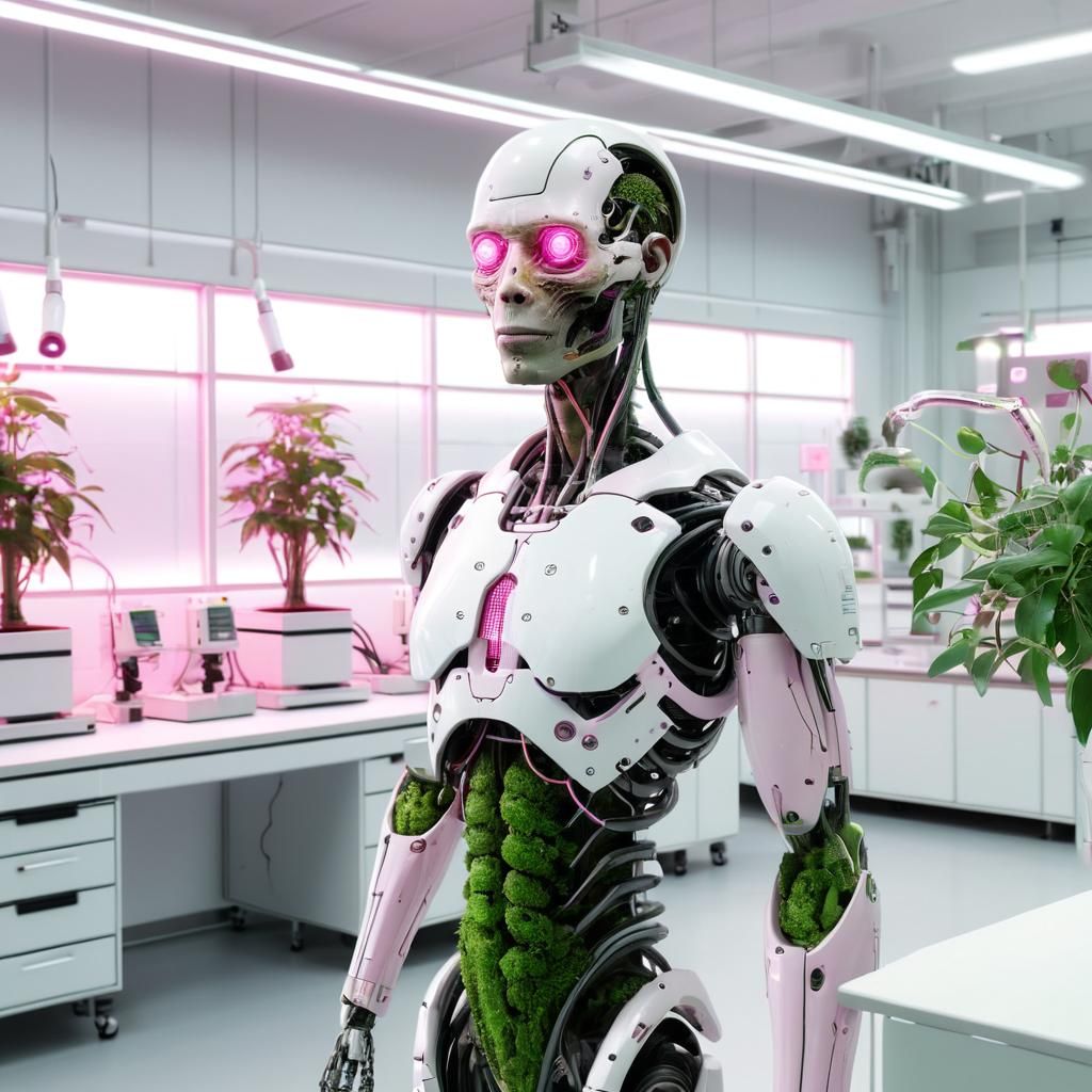 Biopunk Android-Plant Hybrid in Laboratory