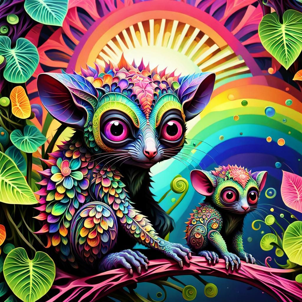 Bushbabies in Dewlit Jungle: Abstract Concept Art
