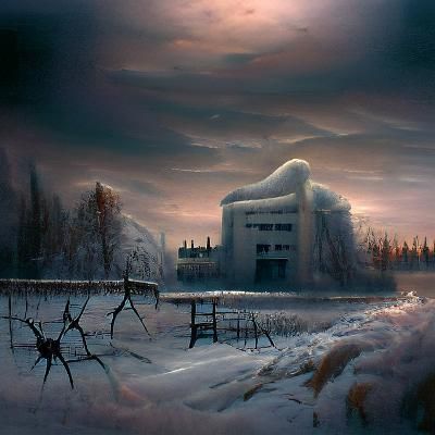 Sinister Winter Laboratory as Fantasy Art