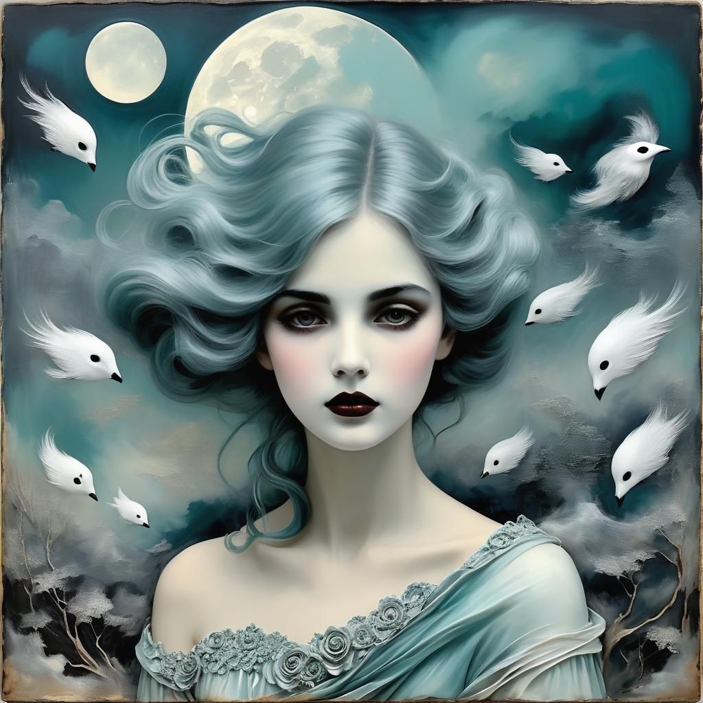 Monochrome Film Still in Encaustic Style