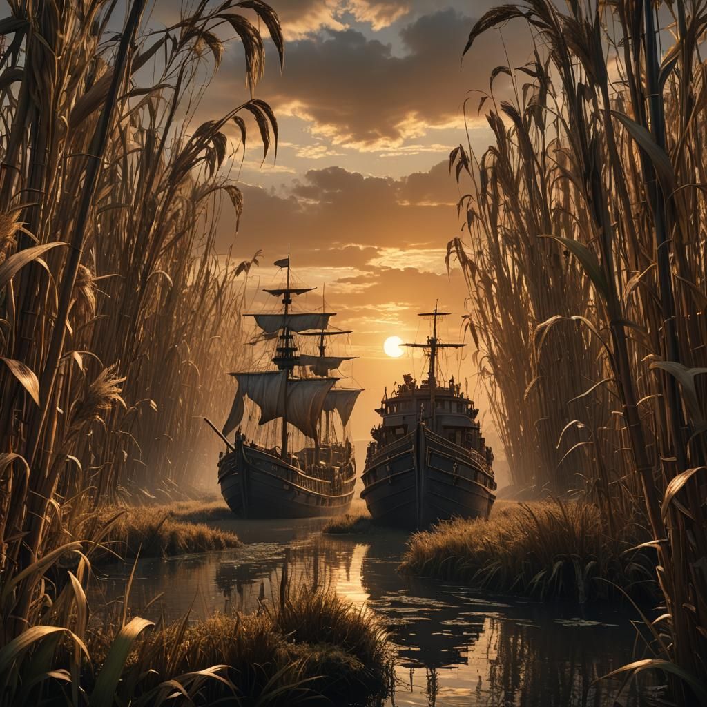 Ra's Barge Sails the Underworld: Cinematic Digital Painting
