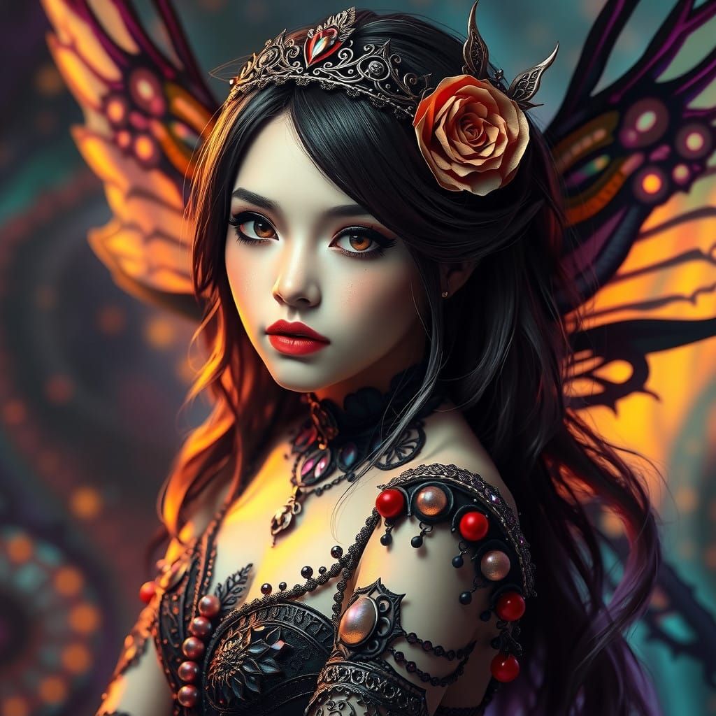 Gothic Fairy in Hyperrealistic Splendor
