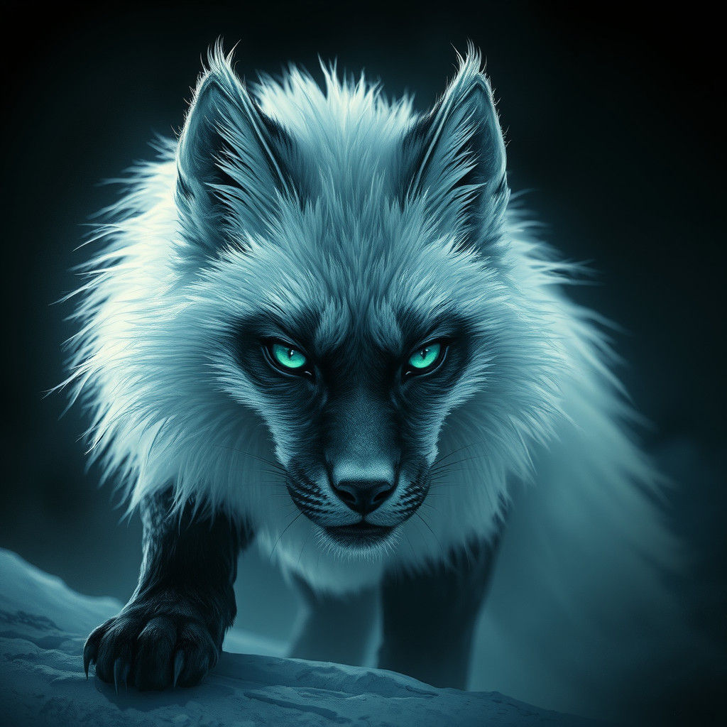 Mystical Snow Fox and Panther Hybrid Creature