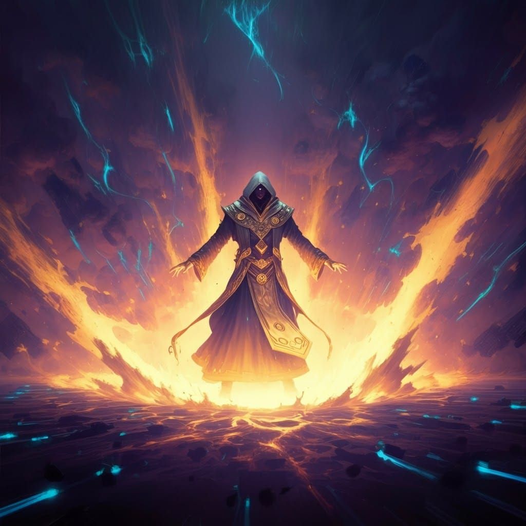 a shockwave of radiant energy emanating from the feet of a amage