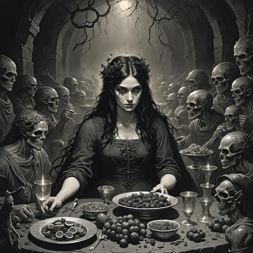 Persephone's Dark Dinner in the Underworld