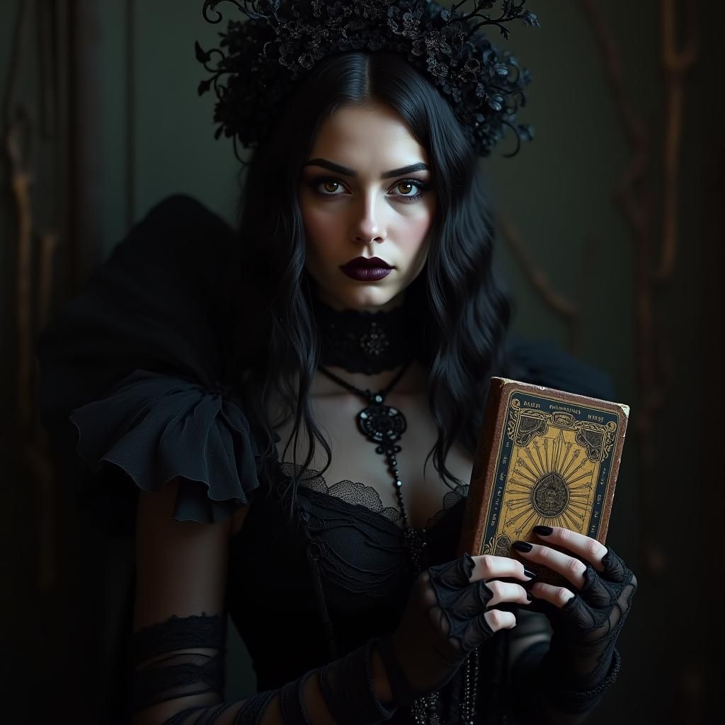 Victorian Woman with Tarot Cards in Ethereal Style