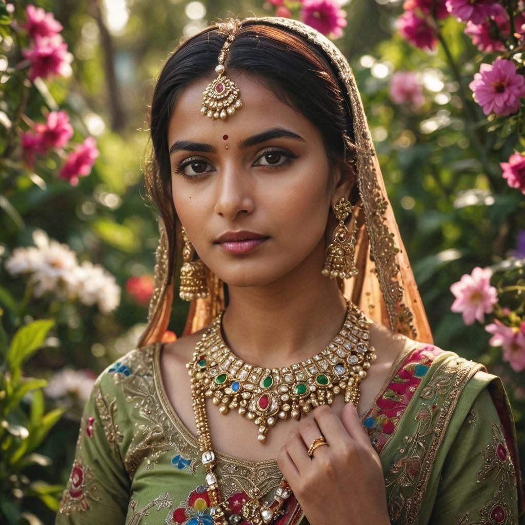 Vibrant Portrait of Woman in Traditional Desi Attire