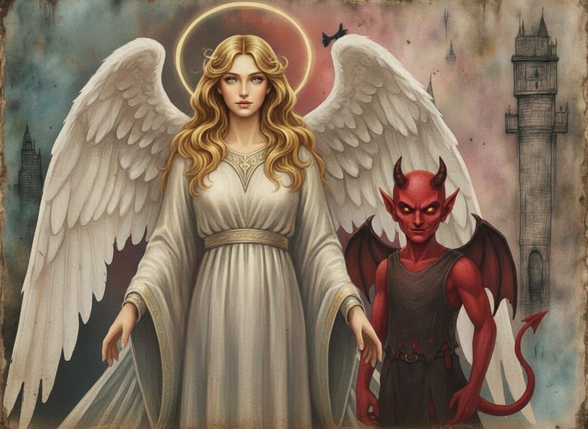 Post-Apocalyptic Elder with Cat in Neo-Impressionist Style