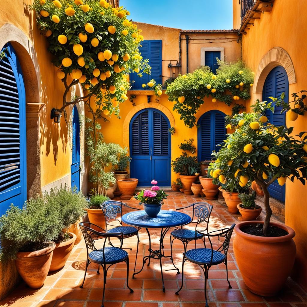 Italian Courtyard Garden with Lemon Tree