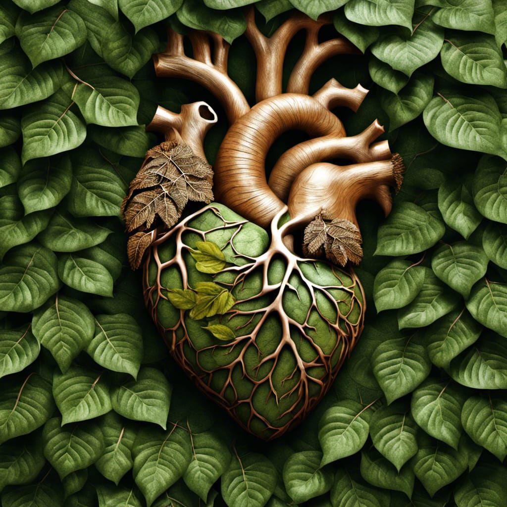 Tree Root Heart: Hyperrealistic 3D Render