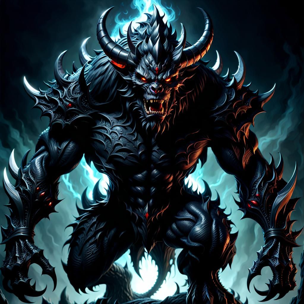 Hyperdetailed Black Demon in Dark Fantasy Style