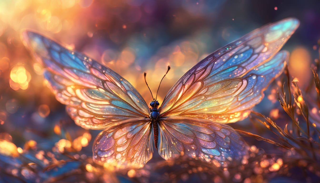 Fairy Wings at Sunset in Impressionist Style