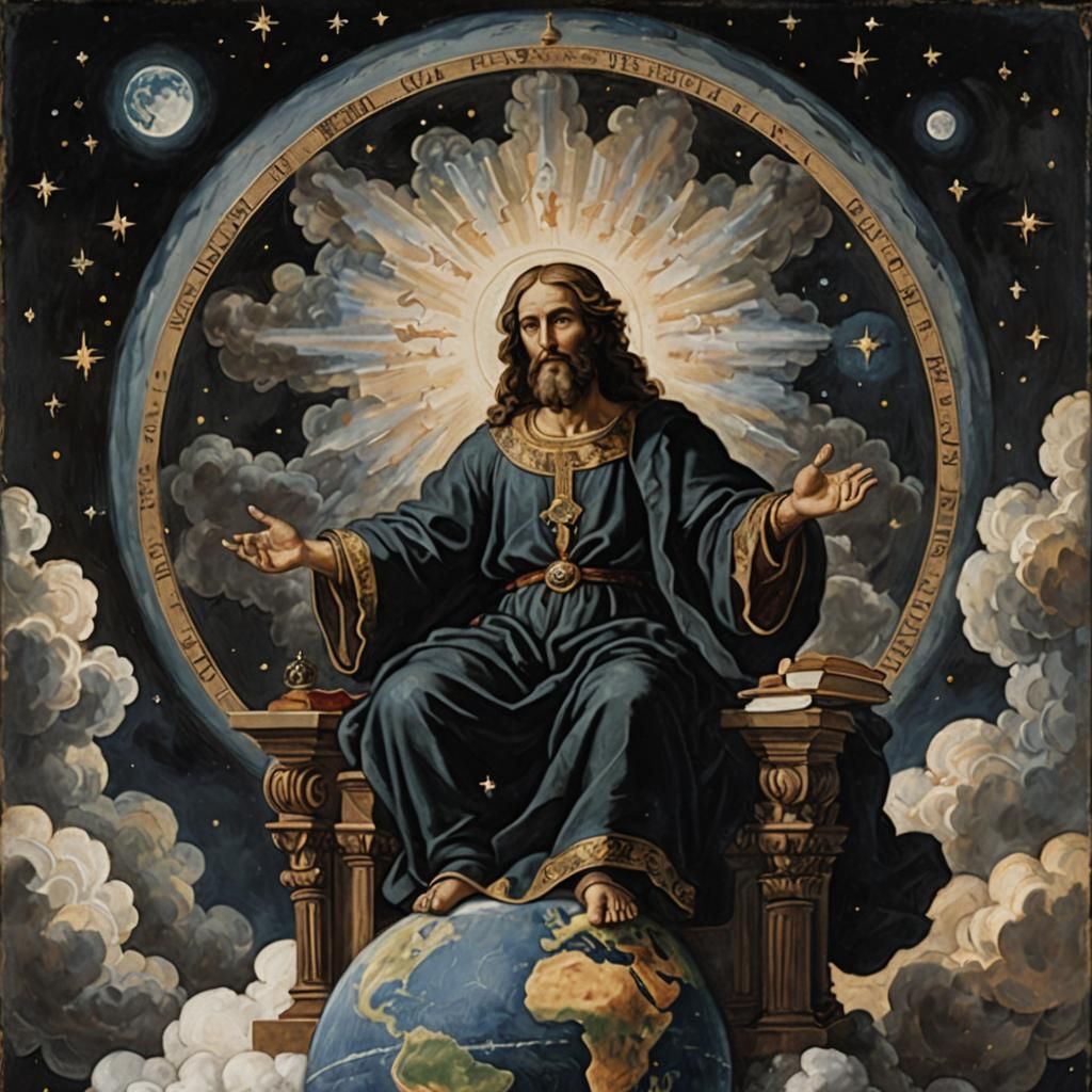 Renaissance Depiction of Yahweh Overlooking Earth