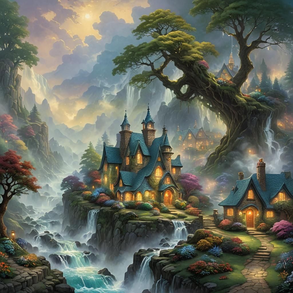 Ethereal Fantasy Scene: Taking Care of Earth