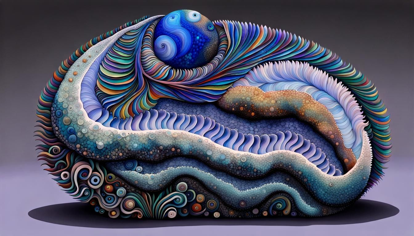 Echidna Touring Wonders: Abstract Quantum Zentangle Art