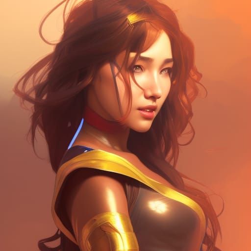 Wonder Woman Portrait in Art Nouveau Style