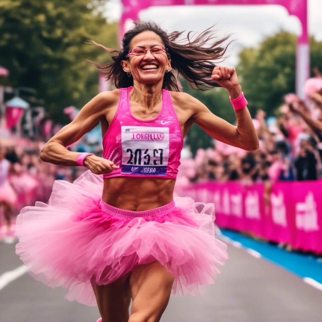 Crossdresser Wins Marathon in Pink Tutu, Hyperreal Style