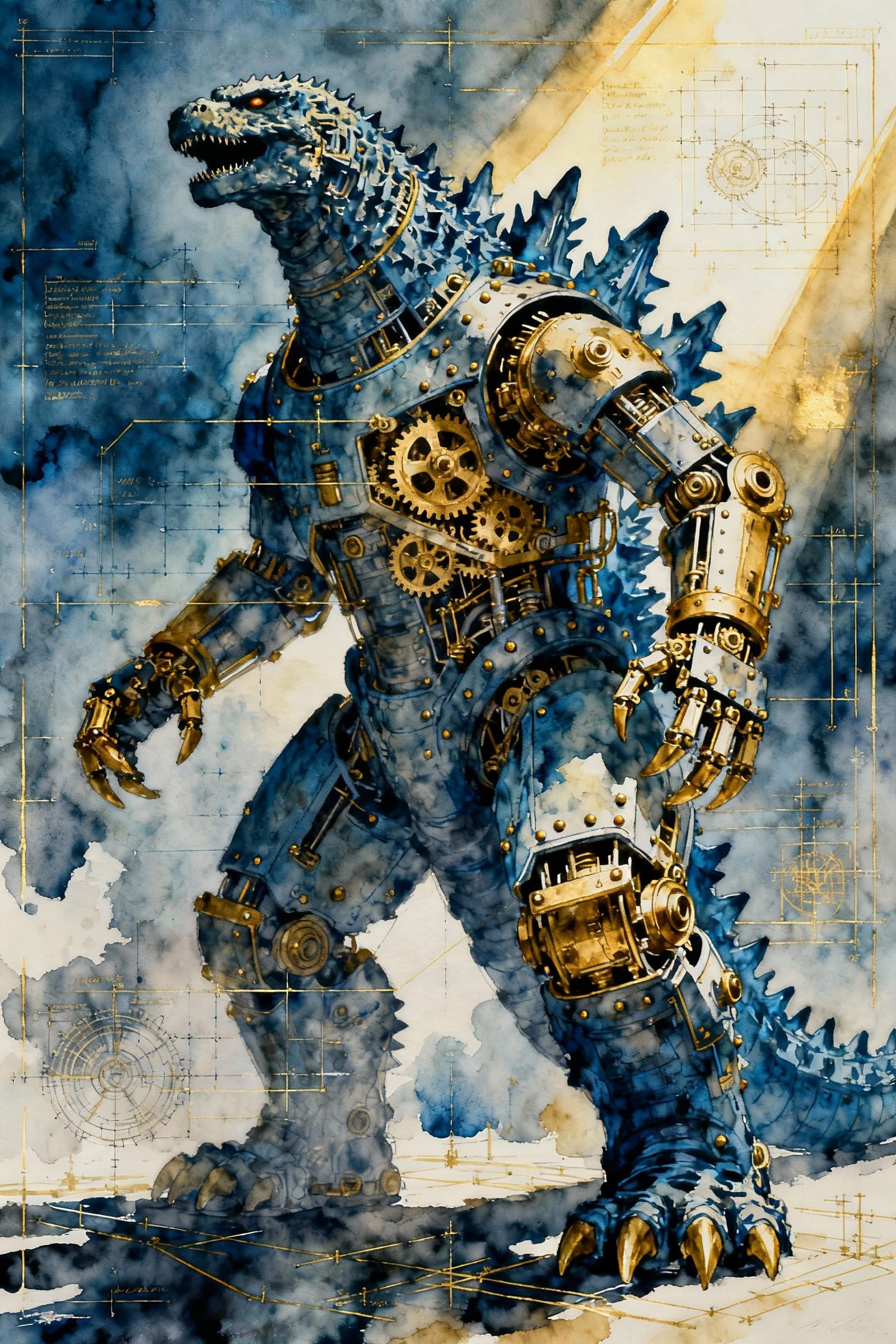 Ultra Detailed Mechanical Godzilla Robot Schematics