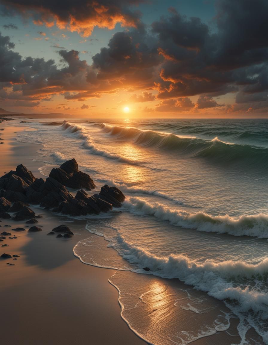 Stunning Sunset Evening at the Beach