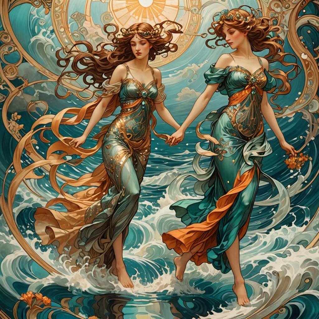 Art Nouveau Figures on Imperial Water Runway