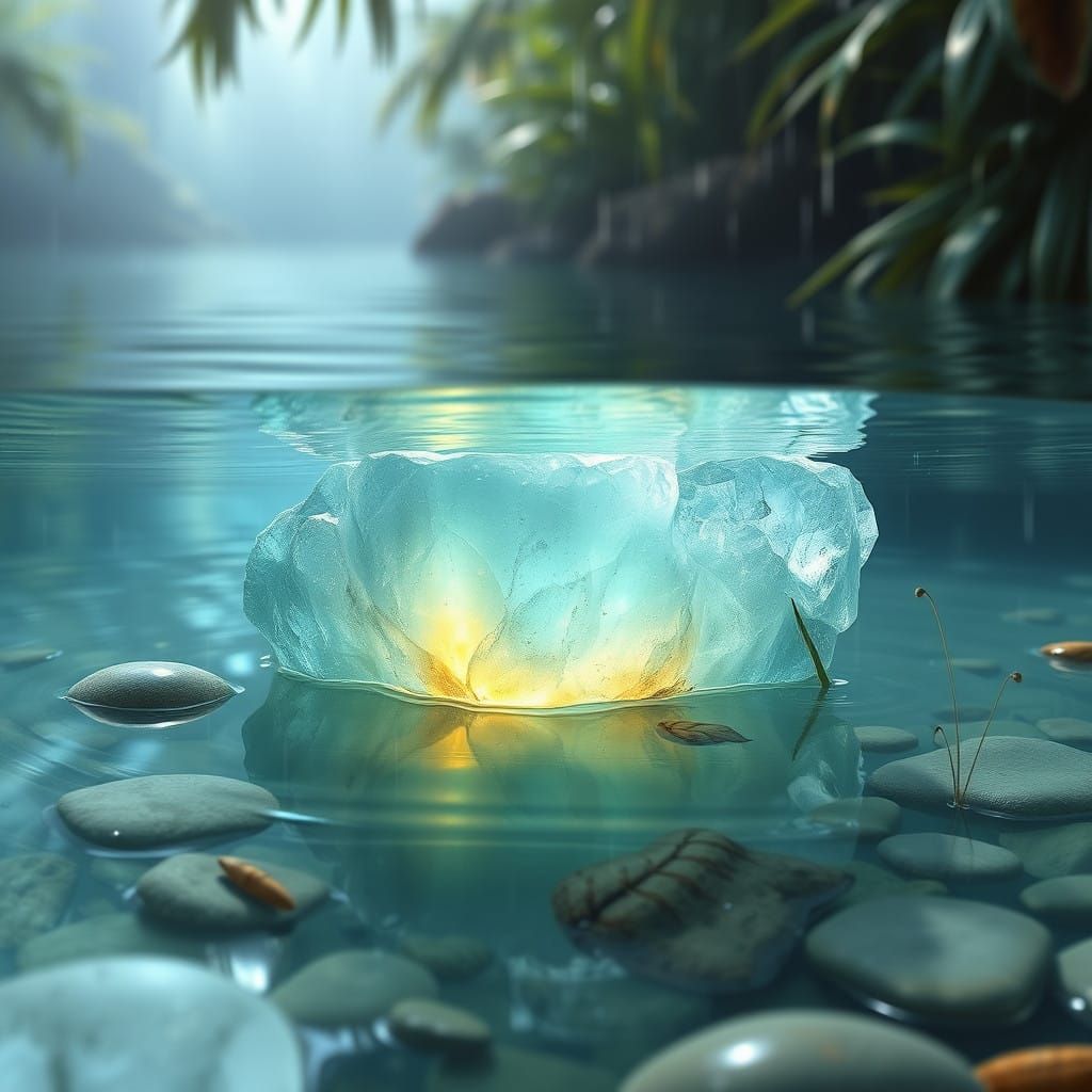 Ethereal Aquacryte Glows in Tropical Oasis