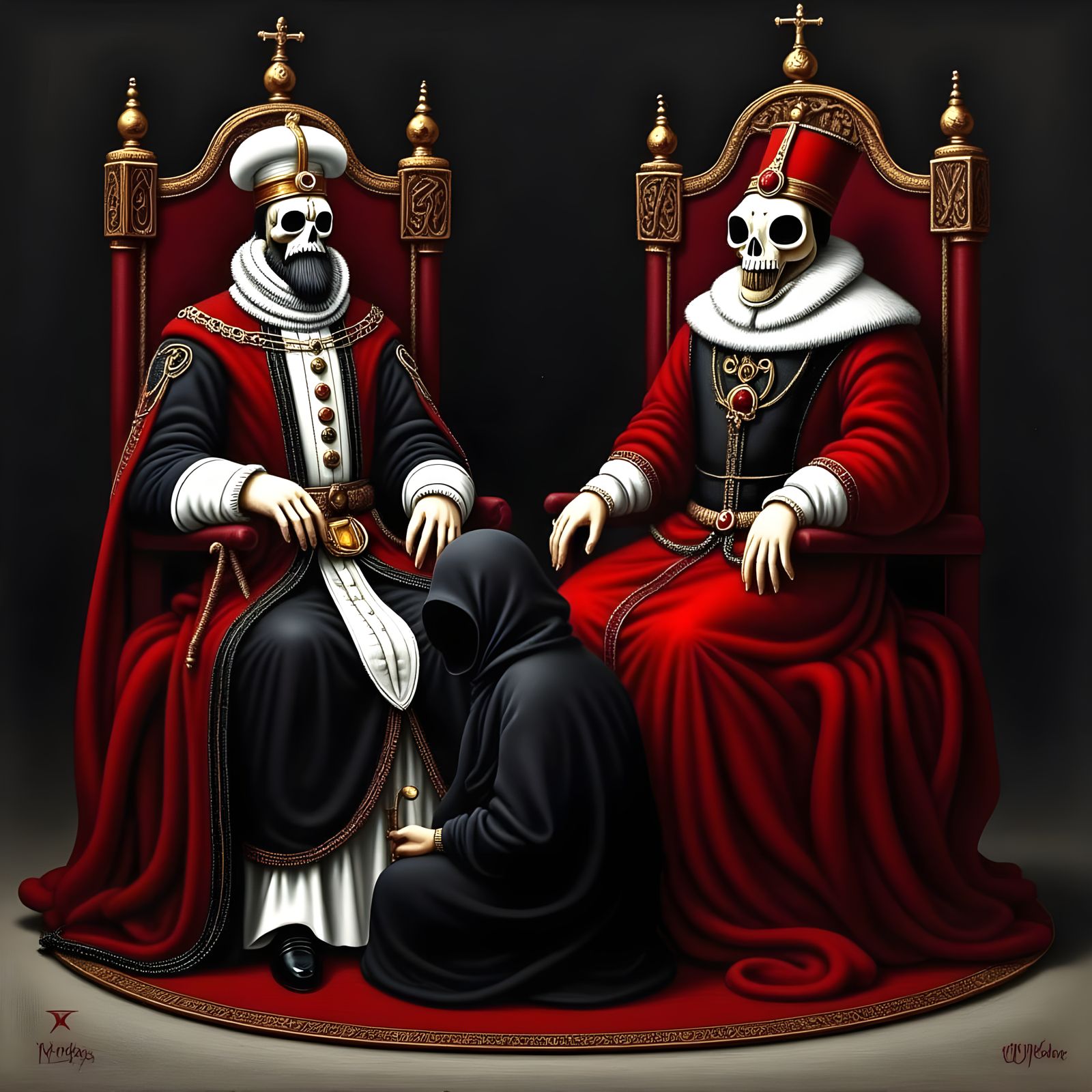 A Regal yet Ominous Medieval Cartoon Portrait