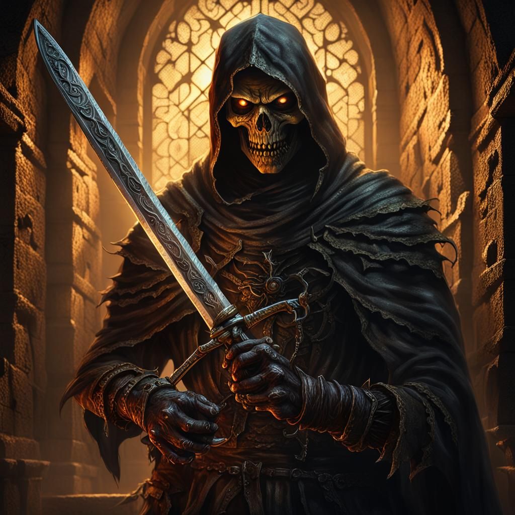 Ghoul with Cursed Sword in Dark Fantasy Style