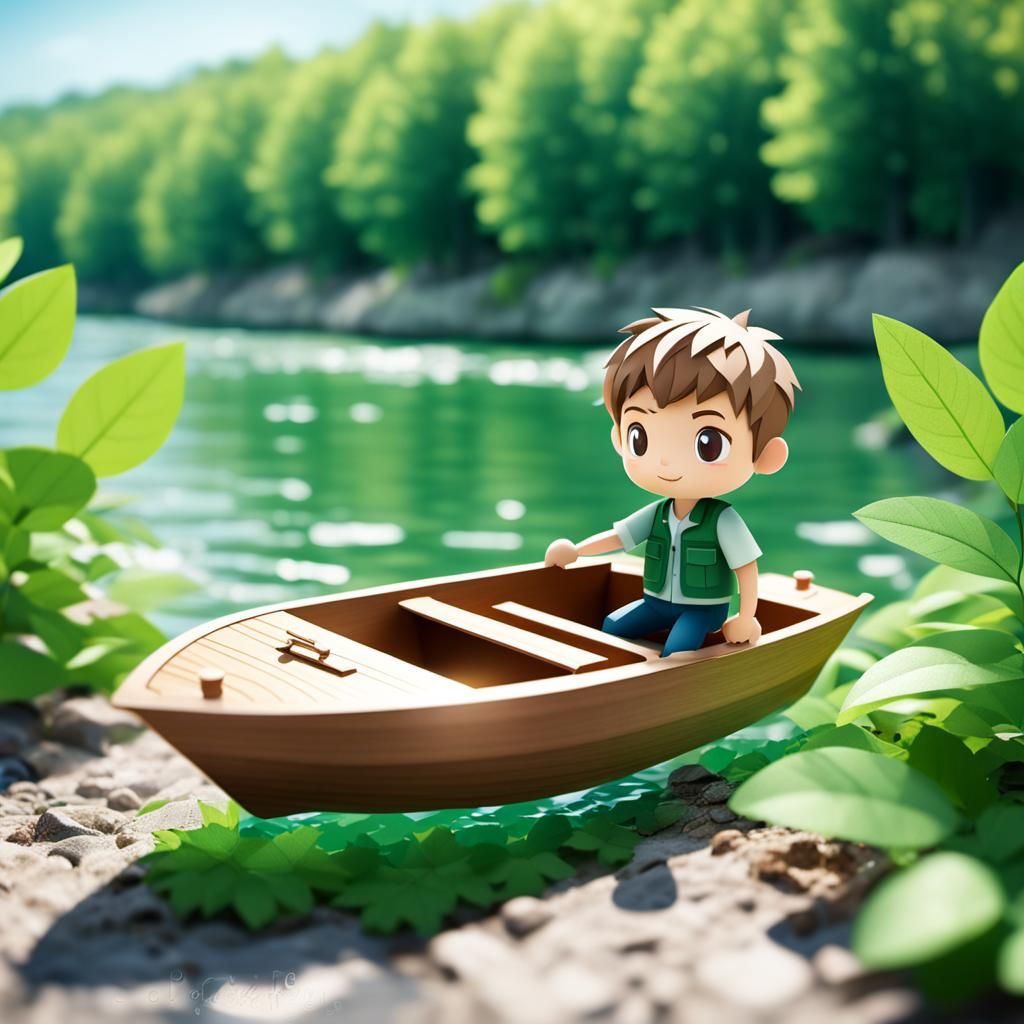 Cute Chibi Boy's Motorboat Adventure on Danube