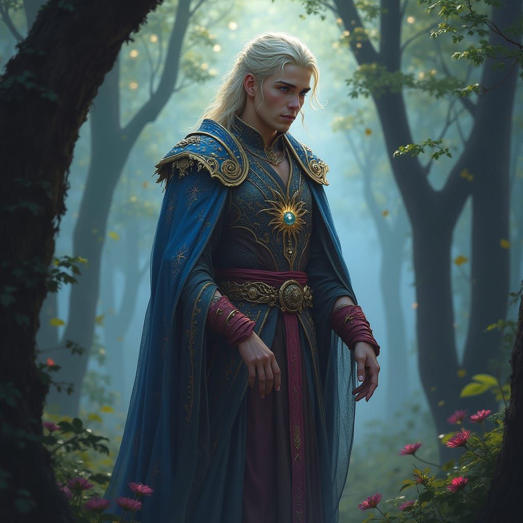 Ethereal Eladrin in Mystical Forest Art