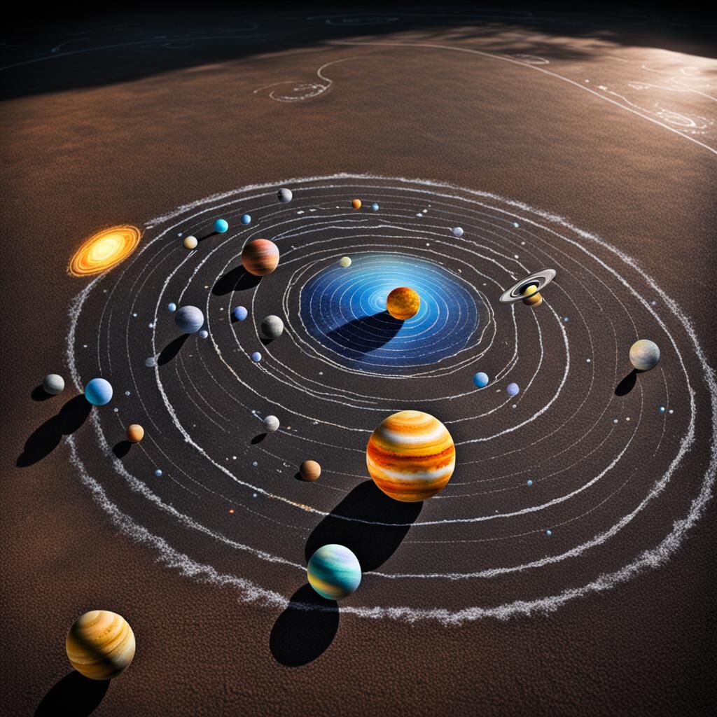 Vibrant 3D Chalk Art of the Solar System